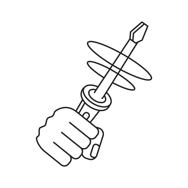 Рука з інструментом викрутки ізольована піктограма — стоковий вектор