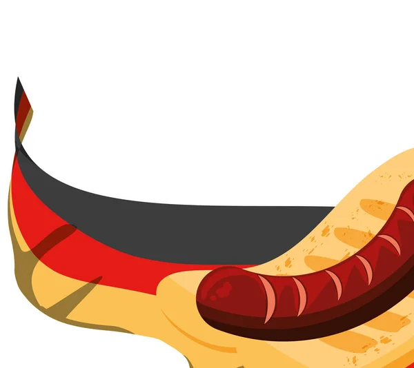 Bandeira da alemanha com comida oktoberfest cachorro-quente — Vetor de Stock