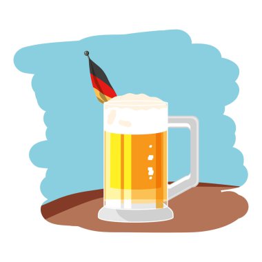 kutup oktoberfest festivalinde Almanya bayrağı ile bira kavanozu