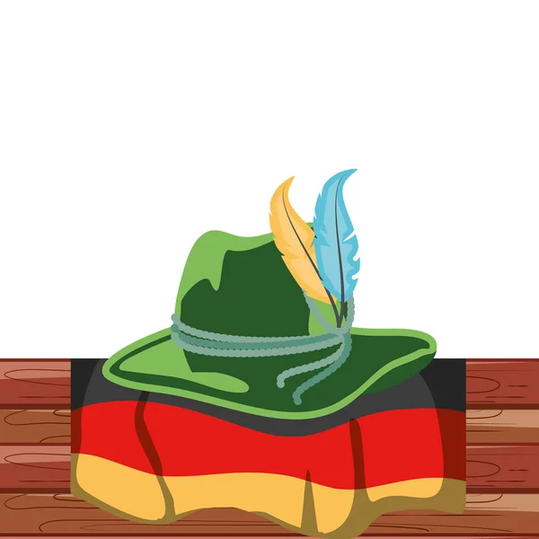 Tiroolse hoed en Duitsland vlag Oktoberfest pictogram — Stockvector