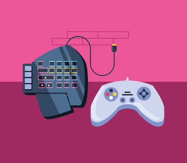 オーディオコンソール付きビデオゲームコントロール — ストックベクタ