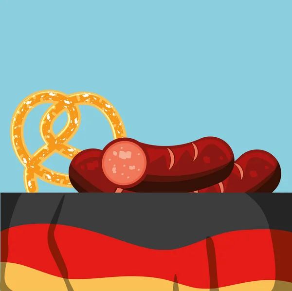 Kraker oktoberfest gıda ile almanya bayrağı — Stok Vektör