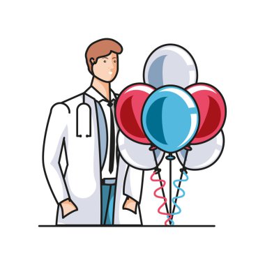 balonlar helyum işçi günü kutlama ile tıp doktoru işçi