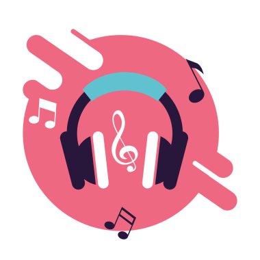 kulaklık ve notalar müzik ile afiş