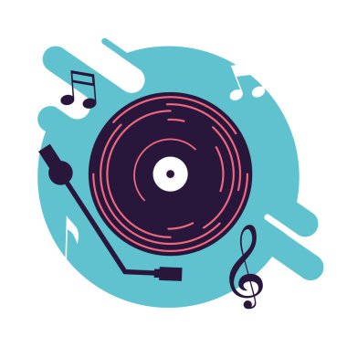 lp çalar ve notalar müzik ile poster