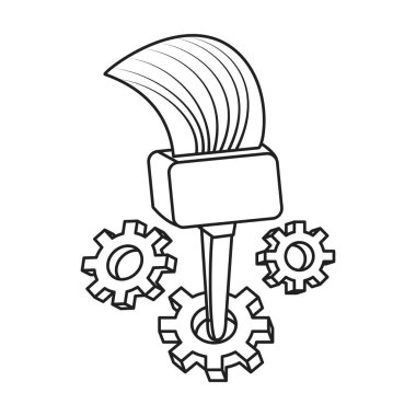 dişli pinyonları ile boya fırçası
