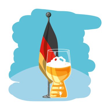 kutup oktoberfest festivalinde Almanya bayrağı ile bira fincan