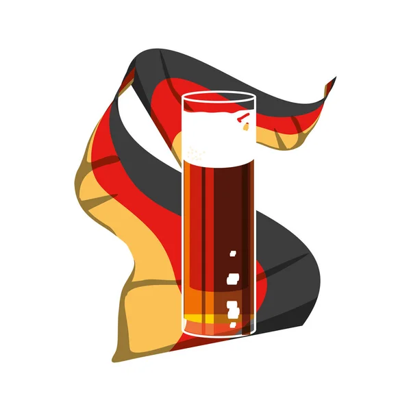 Vaso de cerveza con bandera de Alemania oktoberfest icono — Archivo Imágenes Vectoriales