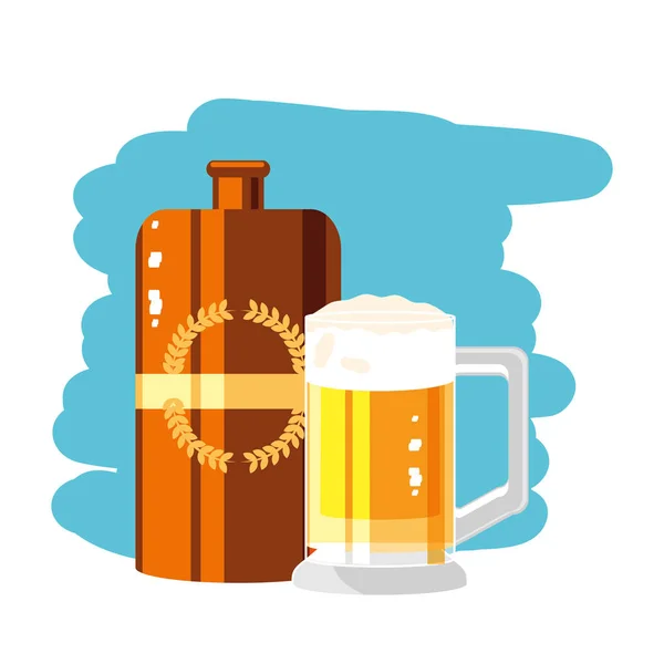 Bouteille et verre bière oktoberfest festival — Image vectorielle