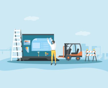 cosntruction altında web sayfası ile oluşturucu ve dizüstü bilgisayar