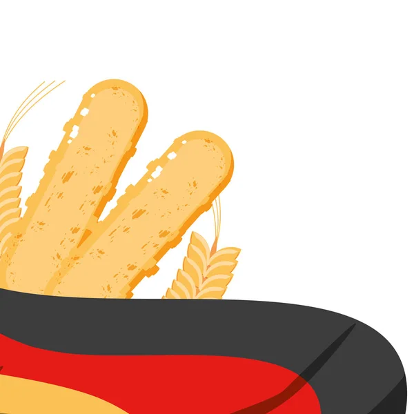 Bandiera germania con salsicce più larghe cibo oktoberfest — Vettoriale Stock