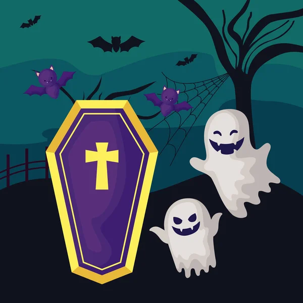 Призраки тайн с иконами Хэллоуина — стоковый вектор