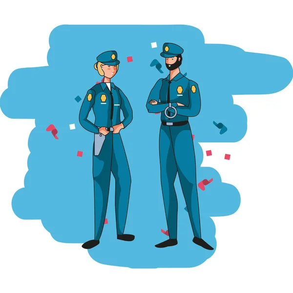 Polis memurları avatarlar karakter çift — Stok Vektör