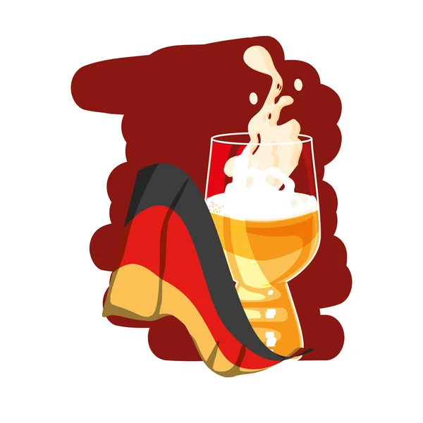 Tasse de bière avec drapeau allemand oktoberfest festival — Image vectorielle