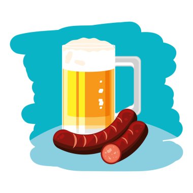 sosis oktoberfest festivali ile bira kavanoz