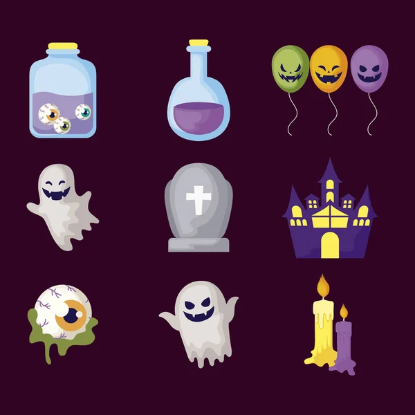Set van ico's mysteries Halloween — Stockvector