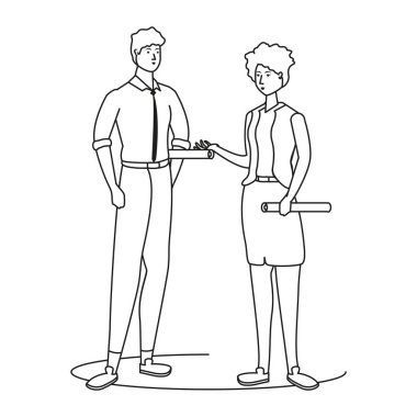 zarif iş çift işçi avatarları karakterler