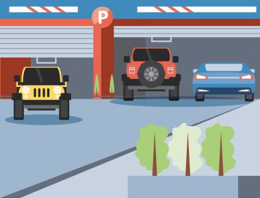 park alanı sahne girişi ile bina