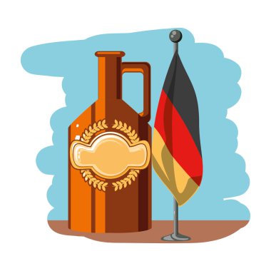 kutup oktoberfest festivalinde Almanya bayrağı ile bira kavanozu