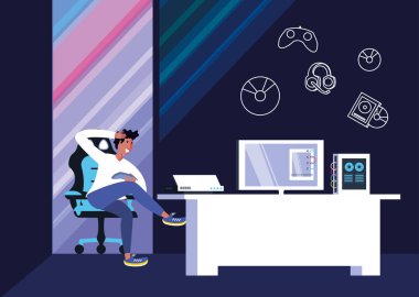 video oyunu eğlence oynayan genç adam