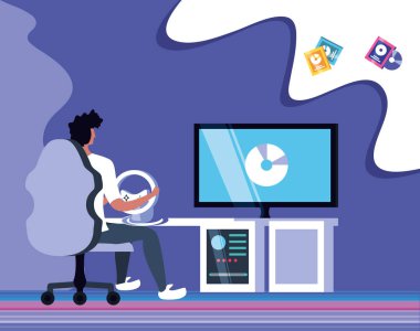 video oyunu eğlence oynayan genç adam