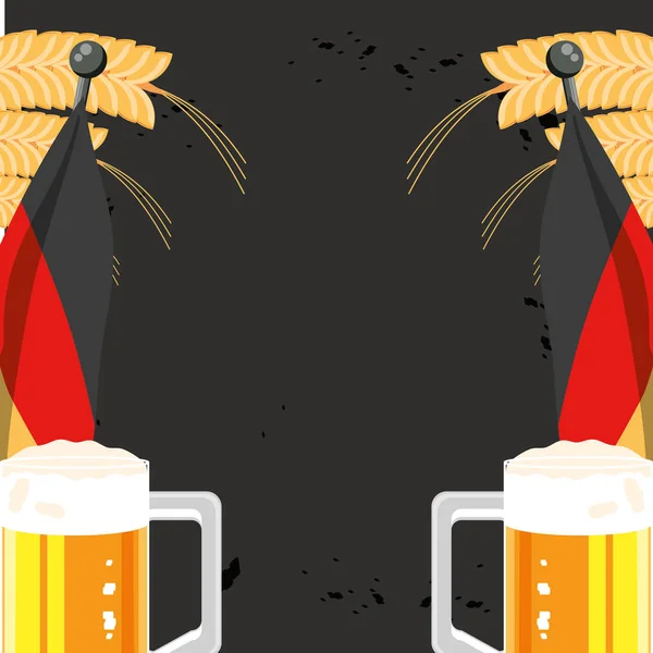 Słoik piwa z Niemcami pieczęć flaga Oktoberfest — Wektor stockowy
