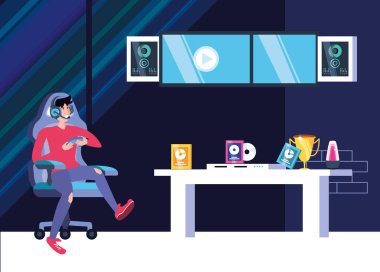 video oyunu eğlence oynayan genç adam