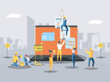 cosntruction altında web sayfası ile oluşturucu ve dizüstü bilgisayar