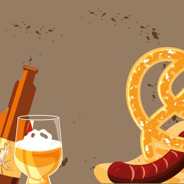şişe ve fincan bira oktoberfest festival simgesi