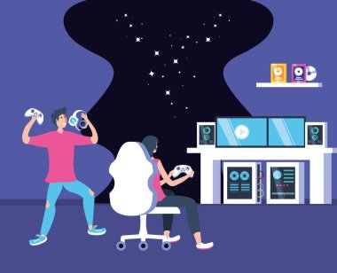 genç çift video oyunu eğlence oynuyor