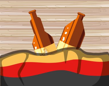 kutup oktoberfest festivalinde Almanya bayrağı ile bira kavanozu