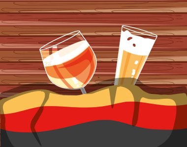 almanya bayrağı oktoberfest festivali ile bira fincan