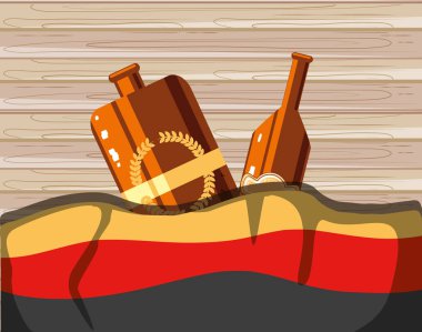 kutup oktoberfest festivalinde Almanya bayrağı ile bira kavanozu