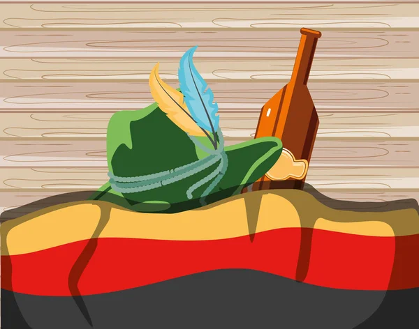 bayrak almanya oktoberfest ile şişe bira ve tirol şapka