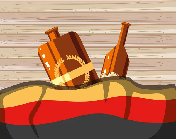 kutup oktoberfest festivalinde Almanya bayrağı ile bira kavanozu