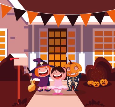 cadılar bayramı için kılık değiştirmiş sevimli çocuklar