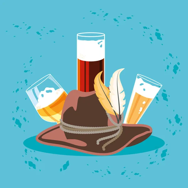 Oktoberfest journée de célébration avec chapeau tyroline — Image vectorielle