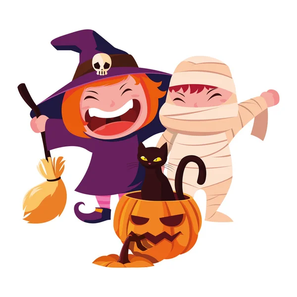 Děti v kostýmech pro Halloween — Stockový vektor
