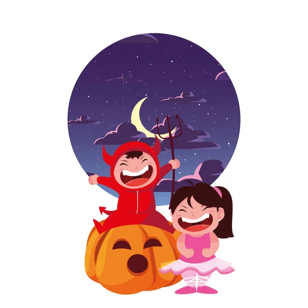 Barn i Halloween kostymer bild — Stock vektor
