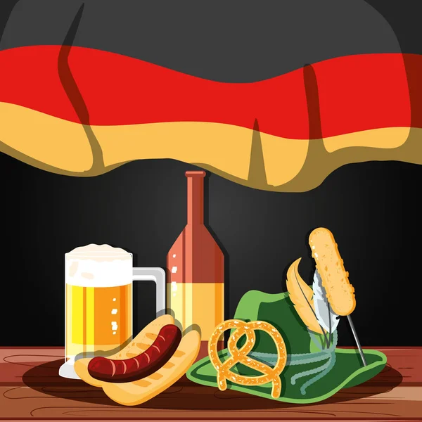 Oktoberfest celebration day with set icons — Stock Vector