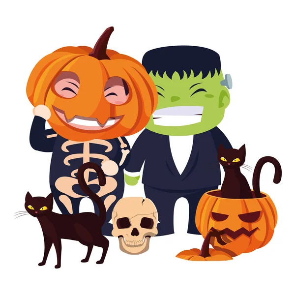 Děti v kostýmech pro Halloween — Stockový vektor