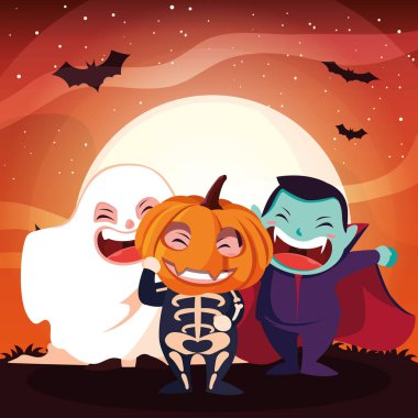 cadılar bayramı için kılık değiştirmiş sevimli çocuklar