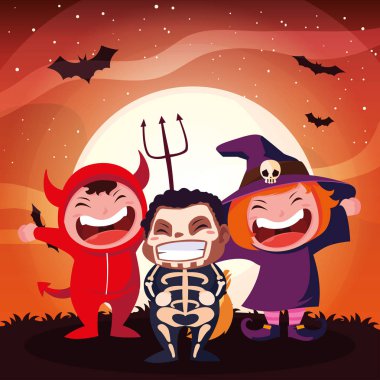 kılık değiştirmiş sevimli çocuk grubu