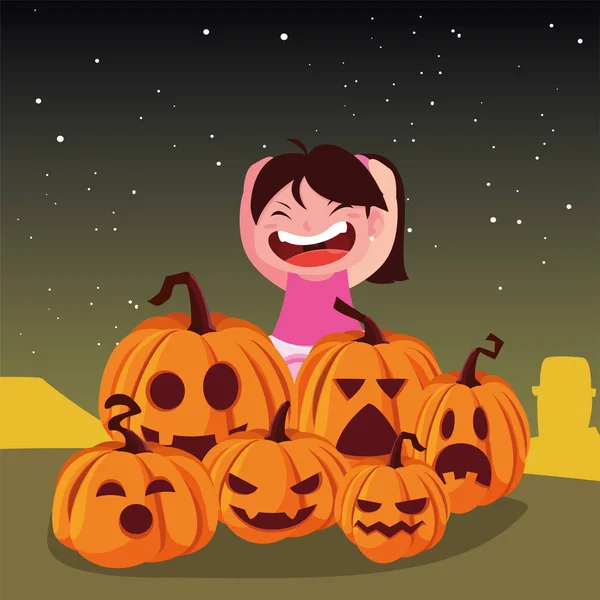 Crianças em trajes halloween imagem — Vetor de Stock