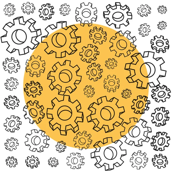 Pattern of gears pinions machine — Stock Vector