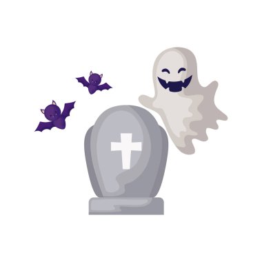 beyaz arka planda uçan yarasalar ile cadılar bayramı hayalet