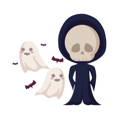 simgeler cadılar bayramı ile ölü bir kafatası kılığında çocuk