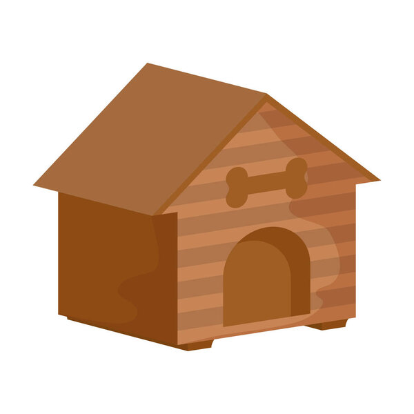 милый деревянный дом для собак на белом фоне
