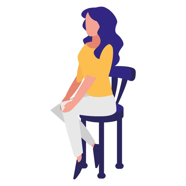 Mujer sentada en silla vector ilustración — Archivo Imágenes Vectoriales