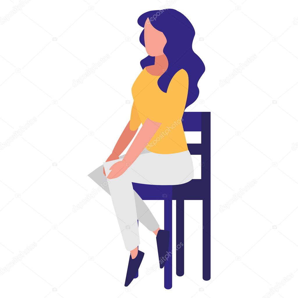 woman sitting on chair vector illustration